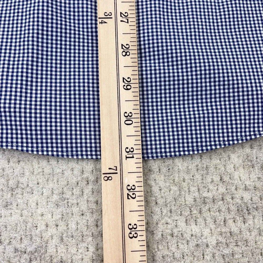 Brooks Brothers Shirt Men Medium Blue Button Up Madison Check Plaid Poplin - Picture 9 of 12